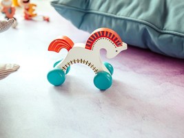 Wooden Toy Horse Colorful Wheel Natural Wooden Solid Unicorn Baby Kids Toy - £103.01 GBP