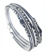 Black and sterling silver 925 multi strand statement wrap bracelet chain... - £36.52 GBP
