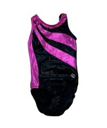 Snowflake Designs Girls Gymnastics Leotard Black/Fuschia Pink Medium - £13.81 GBP