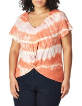 $40 Lucky Brand Womens Short Sleeve V-Neck Twist Front Tee T Shirt Orange Medium - £8.71 GBP