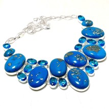 Copper Turquoise London Blue Topaz Gemstone Fashion Necklace Jewelry 18" SA 5183 - £12.71 GBP
