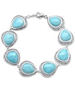 Sterling Silver Pear Shaped Natural Larimar Bracelet - €176,75 EUR