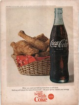 1965 Coca Cola Print Ad Things Go Better With Coke Basket of chicken - £11.21 GBP
