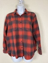Universal Thread Women Size S Red/Gray Check Button Up Shirt Long Sleeve Pocket - £4.89 GBP
