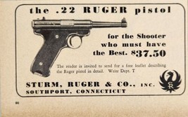 1949 Print Ad Ruger .22 Pistols For Shooters Sturm,Ruger Southport,Connecticut - £8.82 GBP