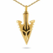 Stainless Steel/Gold Plated Native Arrowhead Pendant/Necklace Cremation Urn - £79.23 GBP