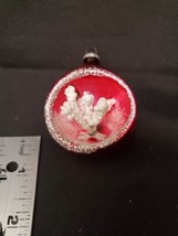 Vintage Mercury Glass Indent Diorama Christmas Ornament Snow Coral, Pink - £18.76 GBP