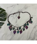 Womens Vintage Y2k Chain Belt Size M Purple Blue Metal Hearts Jewelry Chime - $25.73
