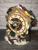 Animated Music Box Ceramic Christmas Clock Figure Gnomes 6” Christmas Décor - £65.53 GBP