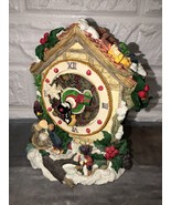 Animated Music Box Ceramic Christmas Clock Figure Gnomes 6” Christmas Décor - $1,866.06 MXN