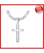 925 Sterling Silver Cross Necklace for Men &amp; Women - Figaro Chain 16-30 ... - $935.95 MXN