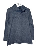 T by Talbots Women Sweatshirt Pullover Loose Mock Neck Striped Gray Small Petite - £17.40 GBP