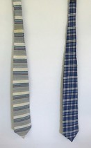 County Seat Jeanswear Ties Set of 2 Muti Color Strip &amp; Blue Plaid Casual - $24.74