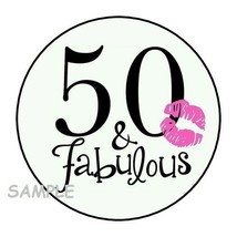 (30) 50TH Birthday Envelope Seals Labels Stickers 1.5&quot; Round Favors Fabulous - £5.98 GBP