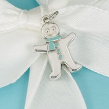 Tiffany &amp; Co Gingerbread Man Christmas Charm in Blue Enamel and Silver - £798.55 GBP