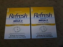 2 Pc Refresh Optive Mega-3 Lubricant Eye Drops 30 Vials (YY34) - $40.02