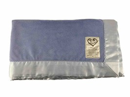 MY BLANKEE Blue Minky Plush Baby Security Crib Blanket 32&quot; x 29&quot; Soft Satin Trim - £9.33 GBP