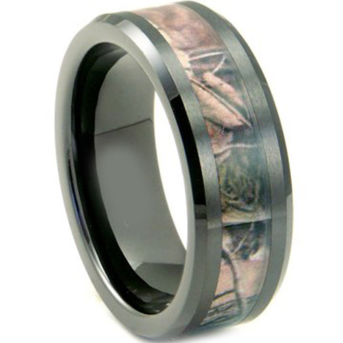 COI Black Tungsten Carbide Camo Wedding Band Ring - TG3717