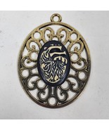 Vintage Gothic Steampunk Pendant 2 Inch Long Silver Tone w/ Black White - $552.14 MXN