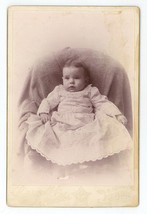 Antique c1880s ID&#39;d Cabinet Card Beautiful Little Girl White Dress Peoria, IL - £12.37 GBP