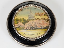 Vintage Powder Compact - US Capitol, Washington, DC Cherry Blossoms Lid - Mirror - £11.28 GBP