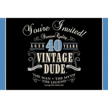 Vintage Dude 40th Birthday Gatefold Invitations 8 Pack The Man Myth Legend - £12.90 GBP
