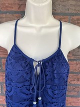 Lily Rose Blue Lace Sundress Small Spaghetti Strap Lined Tassel Tie Shif... - $6.65