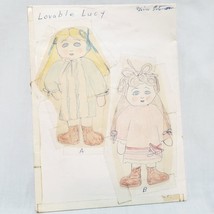 Lovable Lucy Plush Fabric Dolls Pattern Vintage 7&quot; Hand Drawn - £12.40 GBP