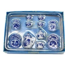 Hickleton Dollhouse Miniature Dinner Service Set Complete Dishes White Blue - £18.74 GBP