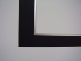 Picture Frame Double Mat 16x20  for 11x14 photo Black with silver liner - £11.99 GBP