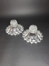 Vintage Clear Glass Boopie Bubble Taper Candlestick Candle Holders Set of 2 - £13.36 GBP