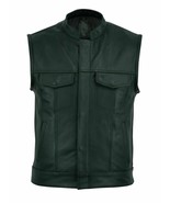 SOA Men&#39;s Motorcycle Club Leather Vest Concealed Carry Arms Solid Black - $1,233.76 MXN