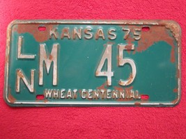 License Plate Car Tag 1975 Kansas Ln M 45 Low Number [Z278] - £5.62 GBP