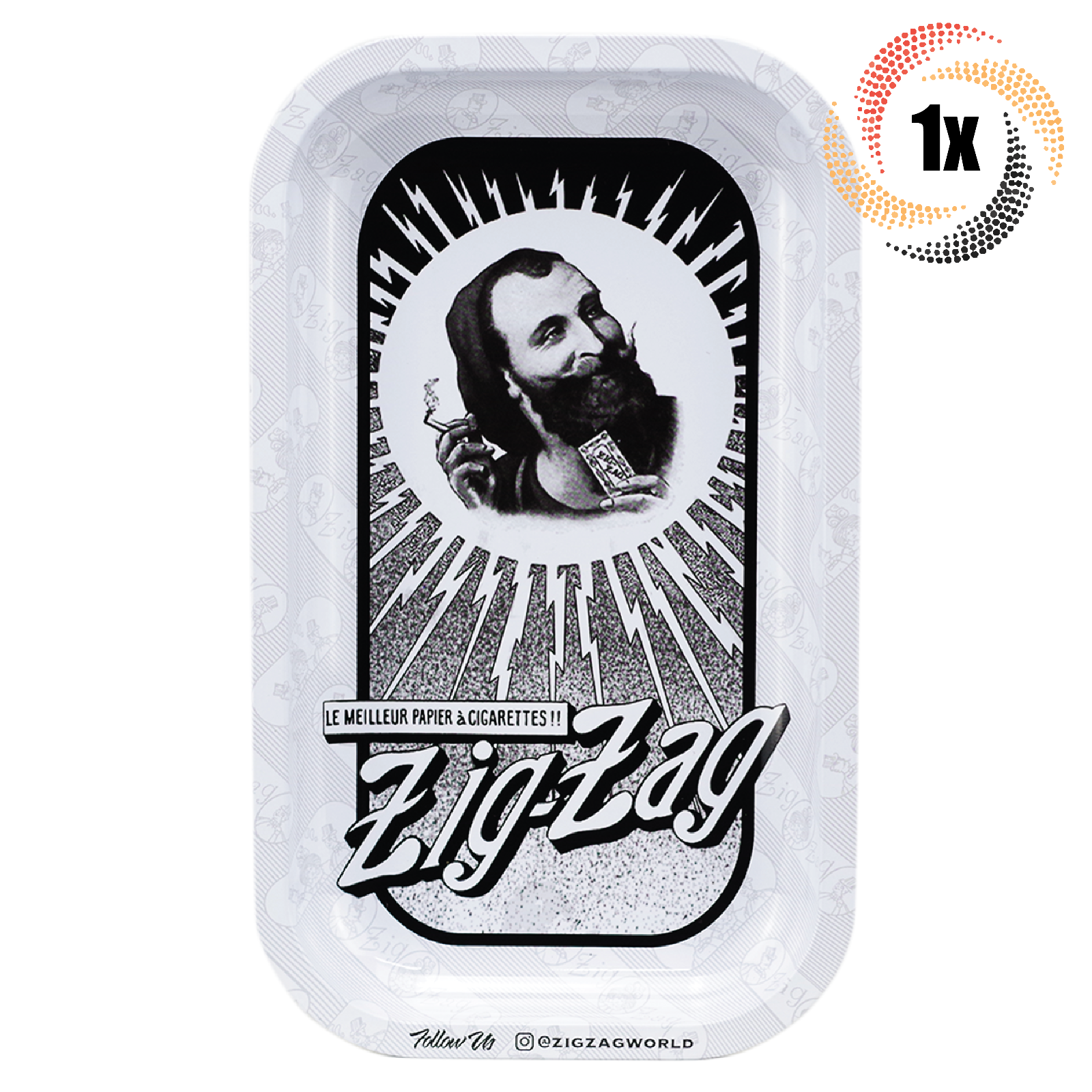 1x Tray Zig Zag Small Metal Rolling Tray | Vintage Starburst Smoking Design - $15.74