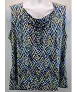 L) Dana Buchman Woman Geometric Sleeveless Cowl Neck Shirt Top XL - $11.87