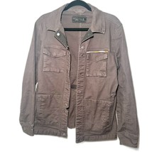 PRANA Womens Button Front Cotton Blend Canvas Pennington Jacket Clay Gray M - $31.22