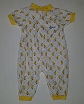 VTG Cherubs Baby Outfit Sleeper Yellow Ducks Blue Hearts Infant Med 14.5... - $12.58