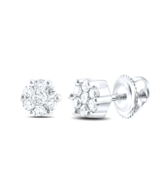 10K White Gold 1/6ctw Round Flower Cluster Diamond Earrings - $1,101.35 CAD