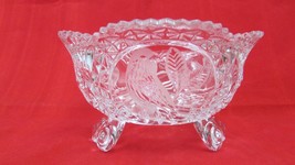 Vintage Hofbauer Byrdes Crystal 7.5&quot; Bowl/Candy Dish Sawtooth Edge - £31.05 GBP