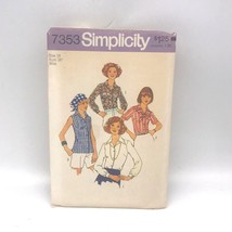 Vintage Sewing PATTERN Simplicity 7353, Misses and Womens 1976 Blouse an... - $17.42