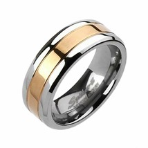 Titanium Rose Gold Ring Mens Classic Wedding Band 8mm Sizes 9-12 Anniversary - £15.97 GBP