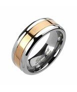 Titanium Rose Gold Ring Mens Classic Wedding Band 8mm Sizes 9-12 Anniver... - £16.01 GBP