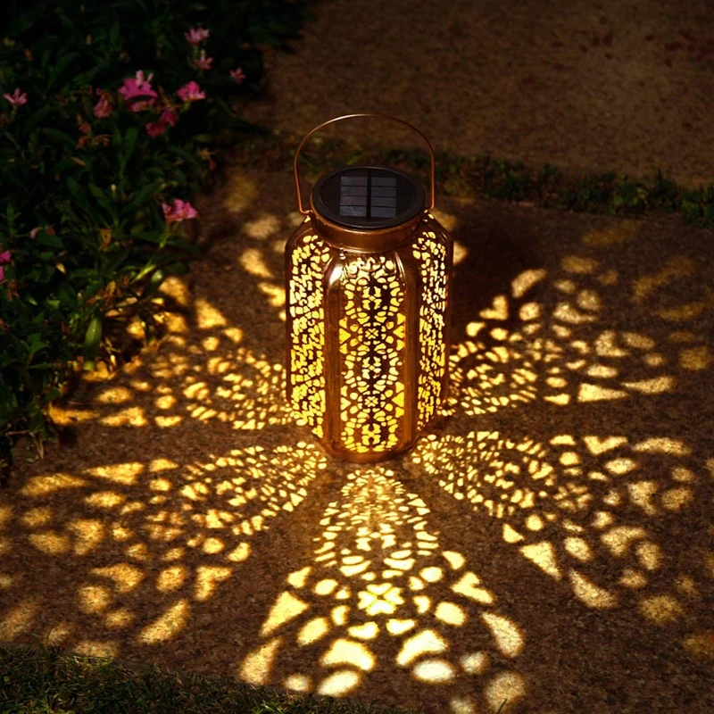 Solar Lantern Light Outdoor Vintage  Hanging Solar Lantern Copper Brown With Han - £167.31 GBP