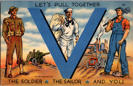 Vtg Postcard &quot;Lets Pull Together &quot;   Victory Series WWII Patriotic c1941 - £9.14 GBP