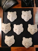 Ceramic Masked Face Unpainted Set Of 7 Vtg Various Conditions Small 2&quot; x 2&quot;  OOP - £24.10 GBP