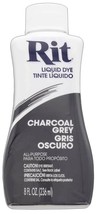 Charcoal Grey gray RIT Fabric Liquid DYE 8 ounce BOTTLE dark gray 88620 - $26.21