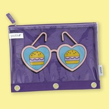 Yoobi Brand ~ Binder Zip Case ~ Purple w/Pink Glasses ~ Burger Sunnies T... - £11.95 GBP