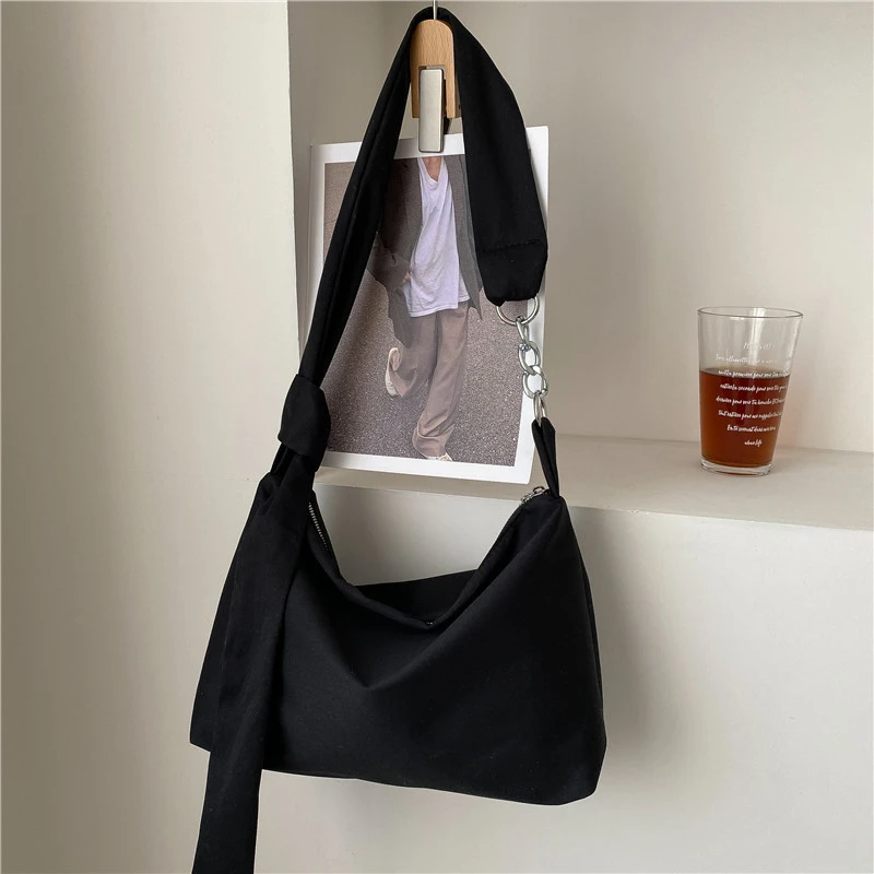 Black Crossbody Bags for Women Designer Handbag Nylon Shopper Girls Chai... - $19.23