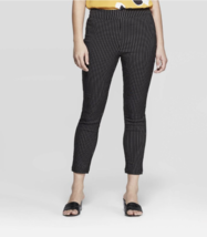 Who What Where Women&#39;s High-Rise Skinny Stripe Pull On Ankle Pants, Blac... - $9.74