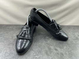 The Florsheim Long Wingtip Loafers Men 9.5D Shoes Black Leather Kiltie T... - $656.18 MXN